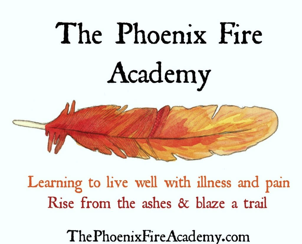 phoenix fire academy, learning to live well with chronic illness, red/orange/gold feather 