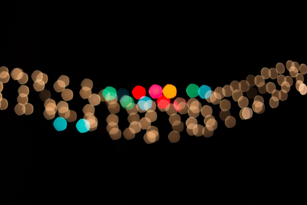 String of lights out of focus bokeh