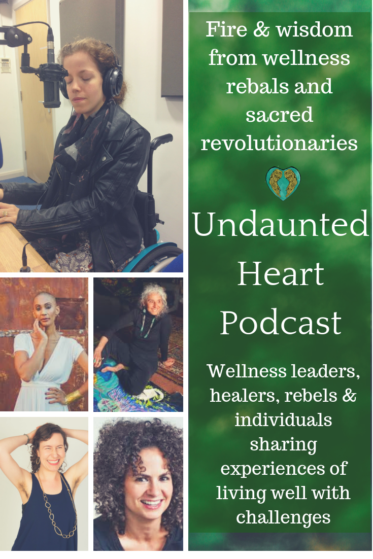 undaunted heart podcast - garce with microphone and head shots of guests