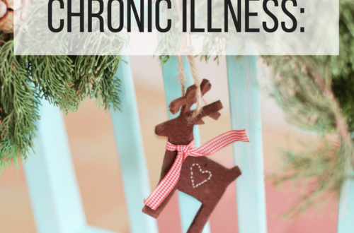 Christmas with Chronic Illness, 10 coping strategies for flare-free cheer. Text over a photo of a reindeer ornament,